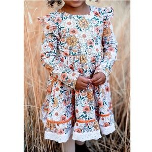 Matilda Wildflowers Fall Florals Dress with Jane Lace Trim NEW NWT Made by Molly